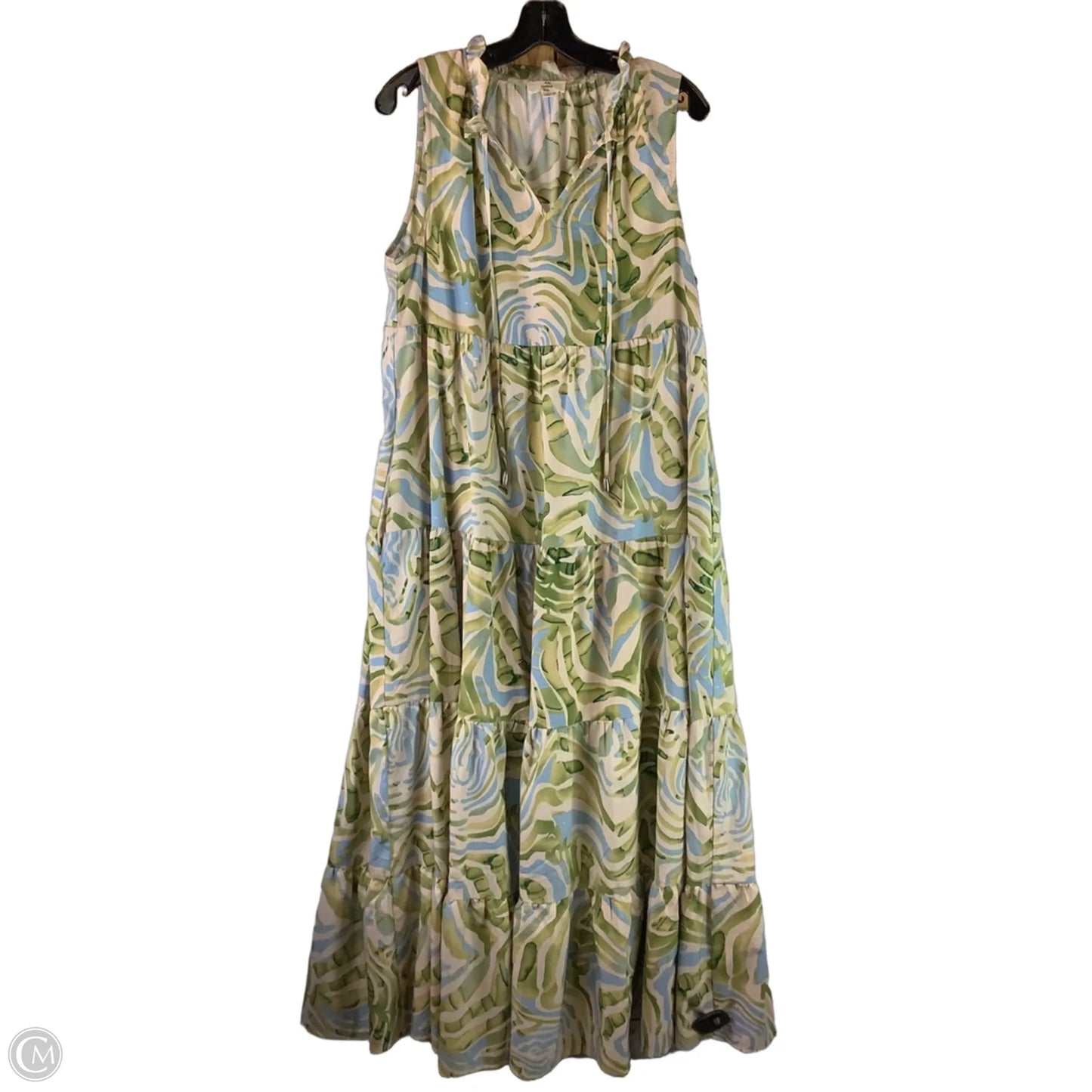 Dress Casual Maxi By Entro In Blue & Green, Size: L