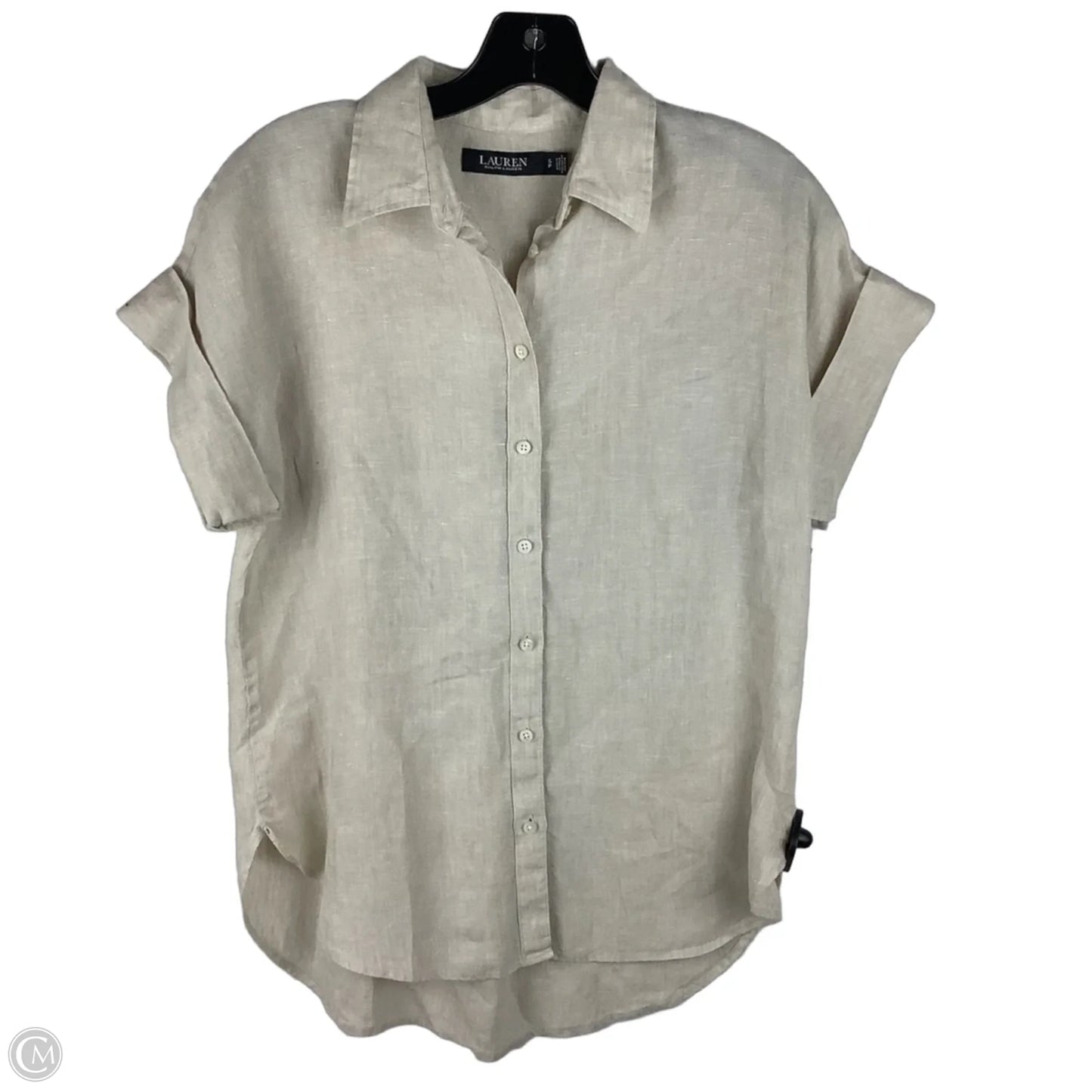 Top Short Sleeve By Lauren By Ralph Lauren In Beige, Size: S