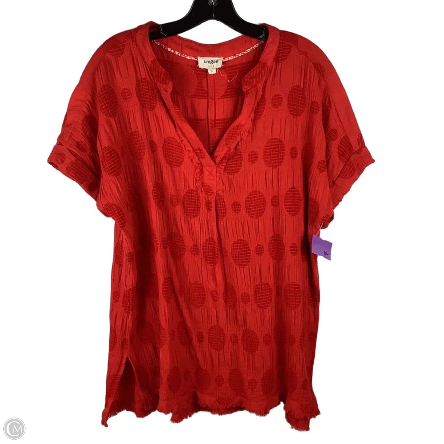 Top Short Sleeve By Umgee In Red, Size: S