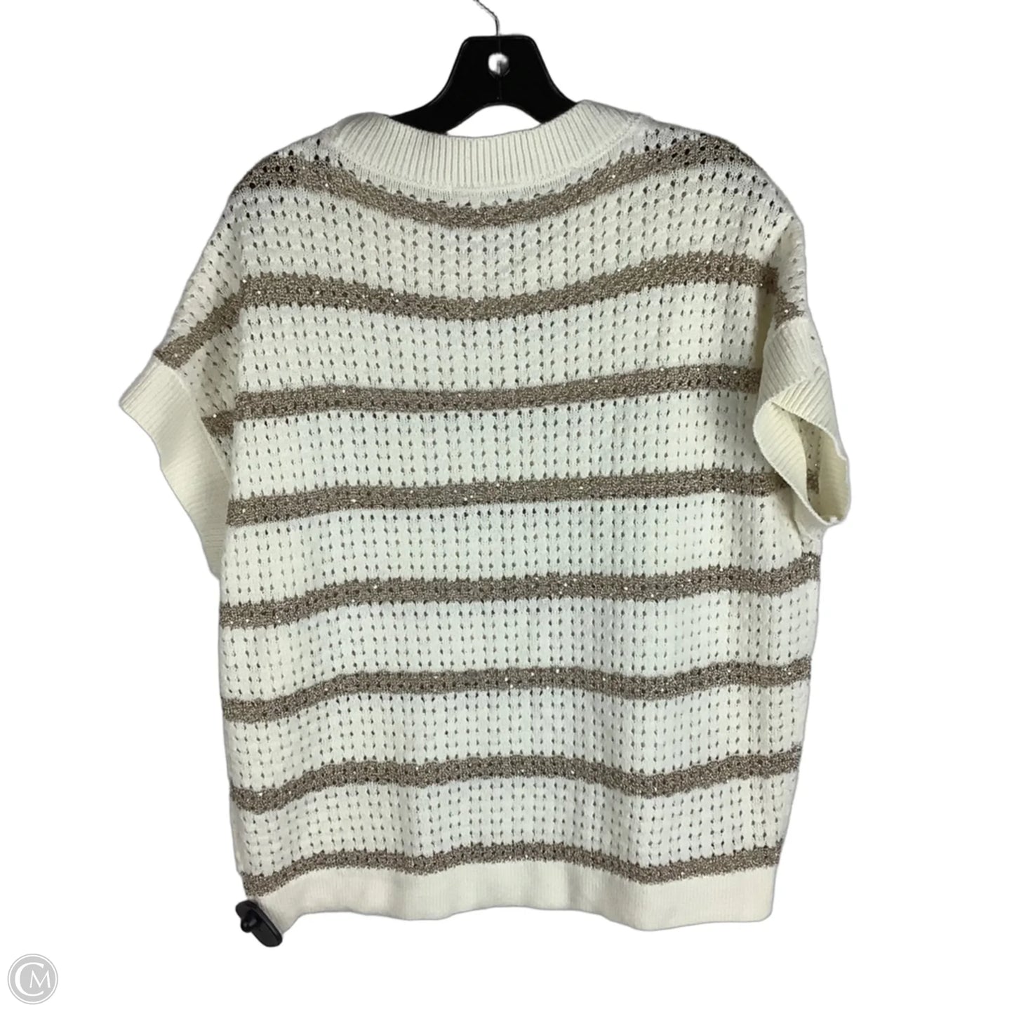 Top Short Sleeve By Cato In Gold & White, Size: L