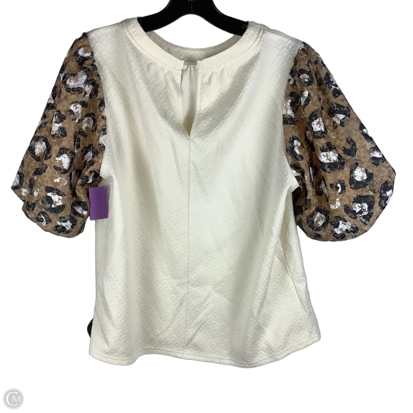 Top Short Sleeve By Voy In Cream, Size: L