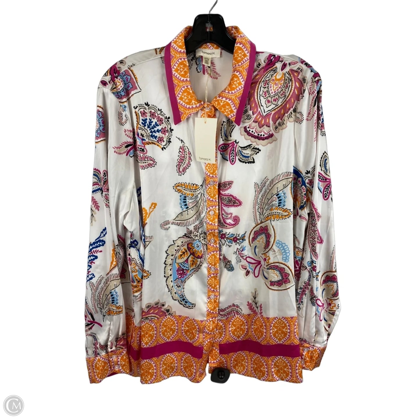 Top Long Sleeve By Tamara H In Orange & Pink, Size: Xl