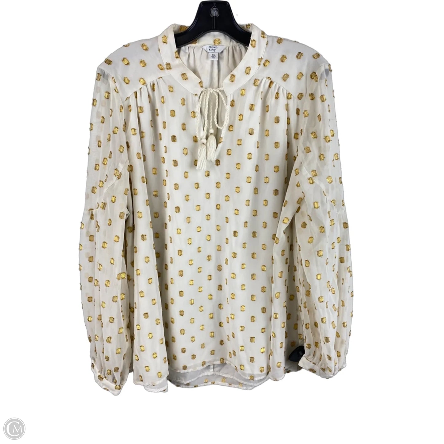 Top Long Sleeve By Crown And Ivy In White, Size: Xl