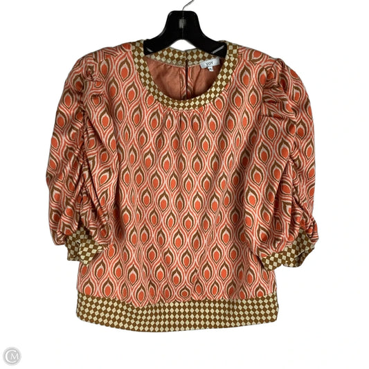 Top 3/4 Sleeve By Voy In Orange, Size: S