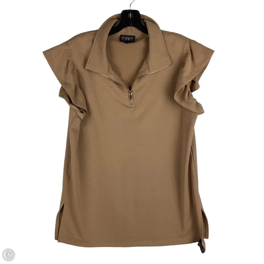 Top Short Sleeve By Cmc In Tan, Size: M