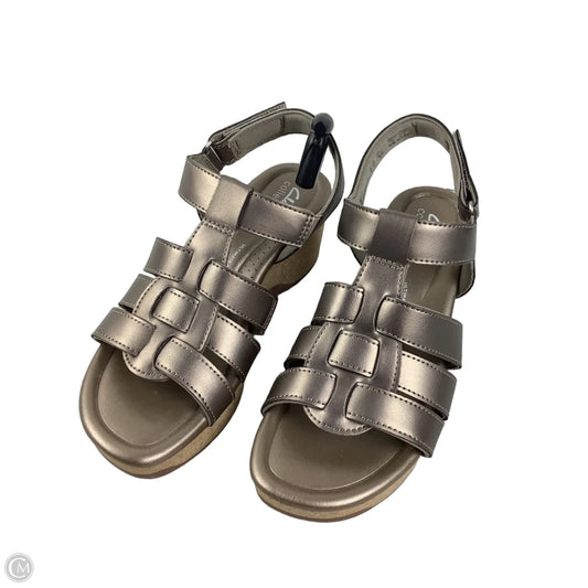 Sandals Heels Wedge By Clarks In Silver, Size: 7.5
