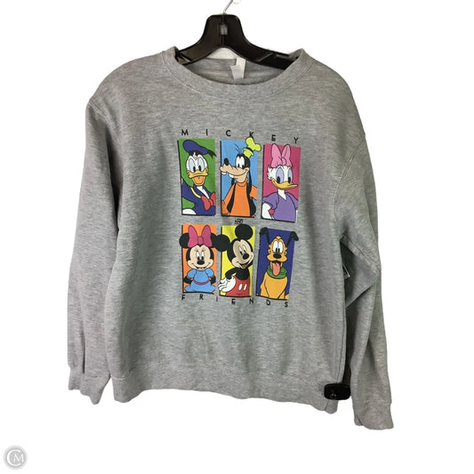 Sweatshirt Crewneck By Disney In Grey, Size: M