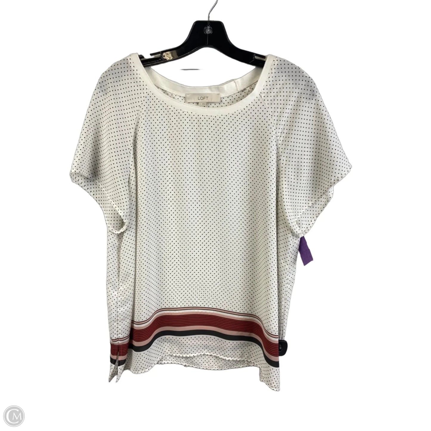 Top Short Sleeve By Loft In Polkadot Pattern, Size: L