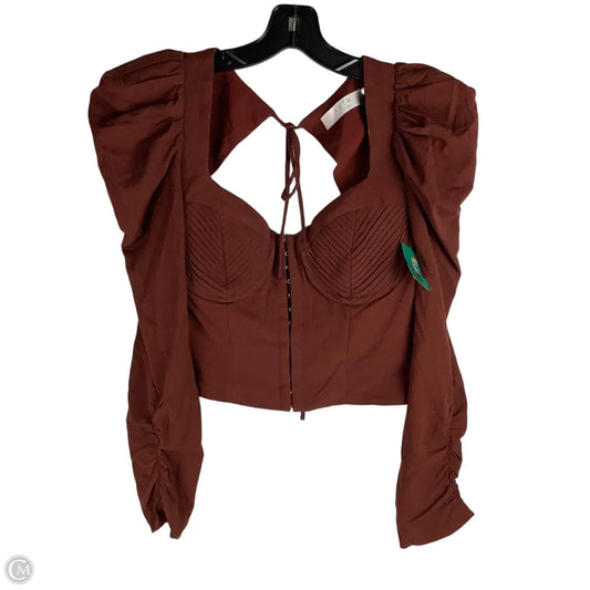 Top Long Sleeve Basic By Astr In Brown, Size: M