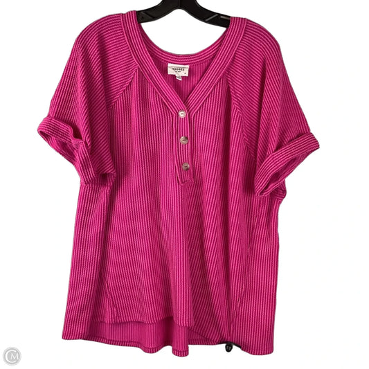 Top Short Sleeve By Andree By Unit In Pink, Size: 1x