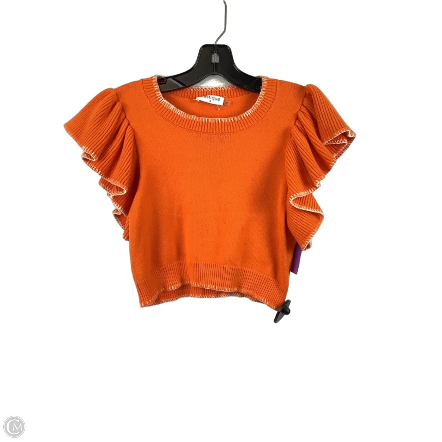 Top Short Sleeve By Vestique In Orange, Size: S