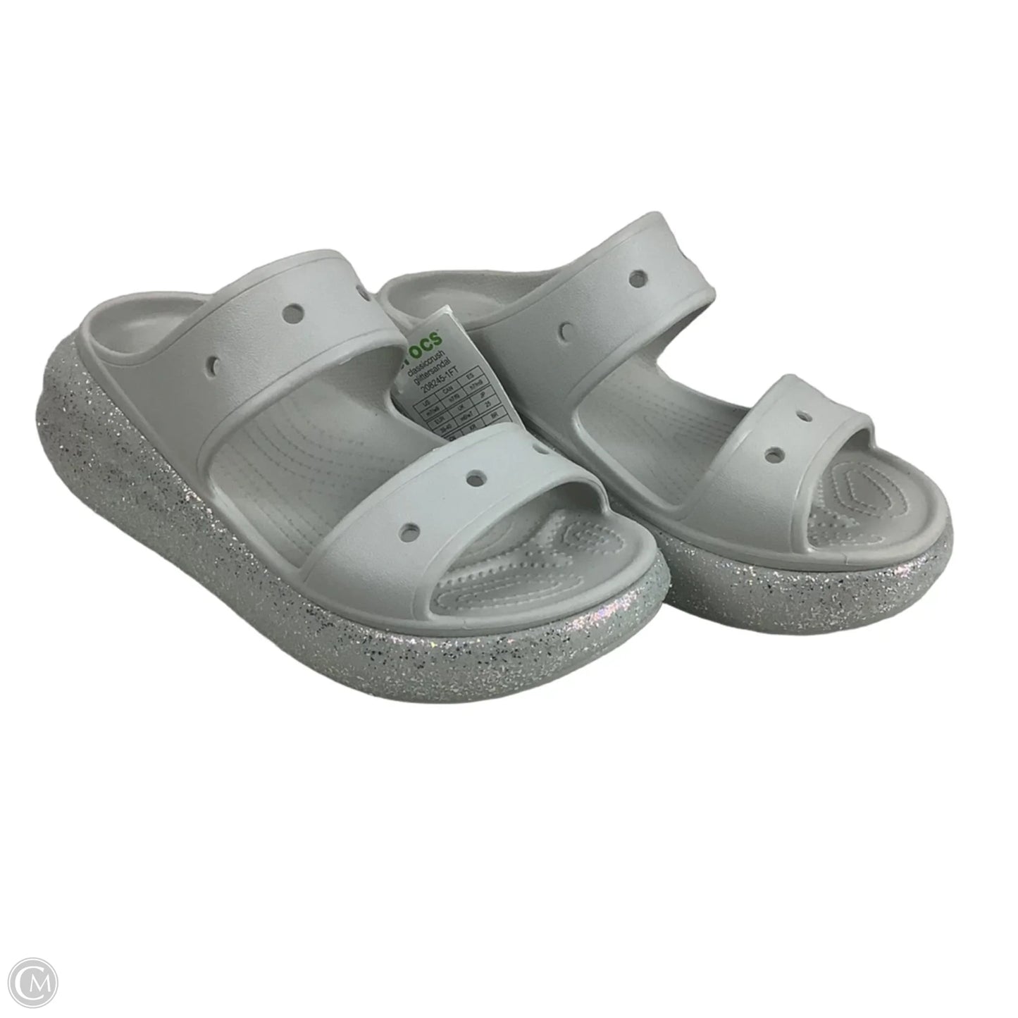 Sandals Flats By Crocs In Silver, Size: 9