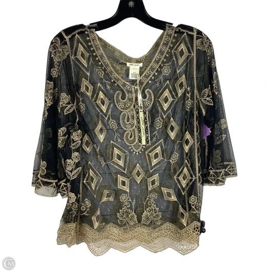 Top Short Sleeve By Ultra Pink In Gold, Size: L
