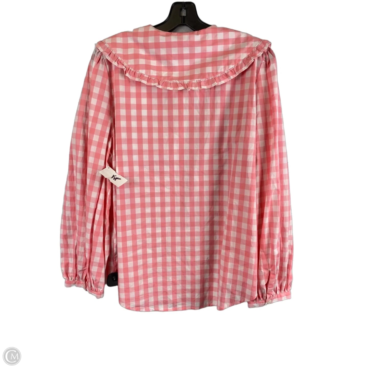 Top Long Sleeve By Who What Wear In Checkered Pattern, Size: Xxl