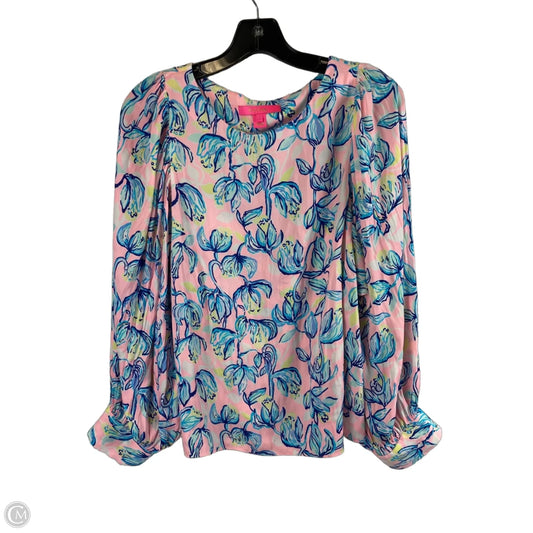 Top Long Sleeve Designer By Lilly Pulitzer In Blue & Pink, Size: S
