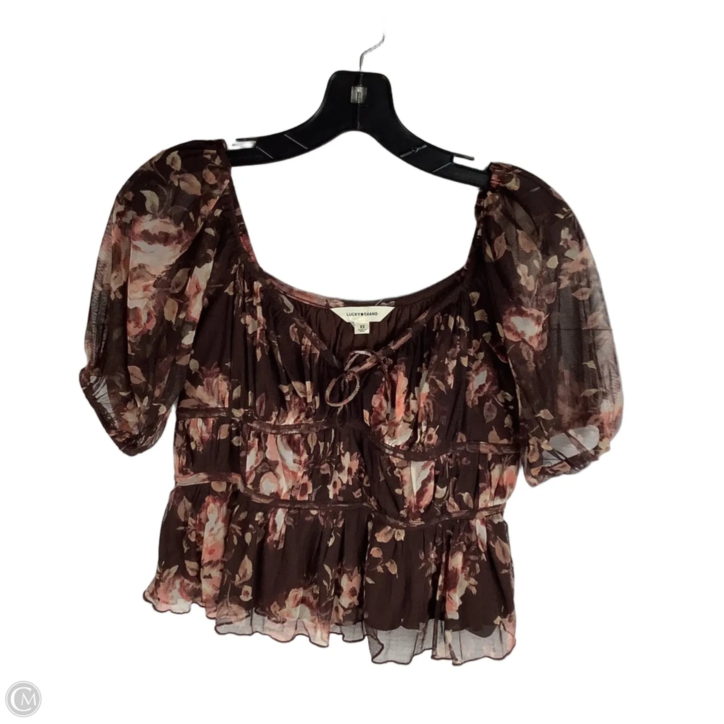Top Short Sleeve By Lucky Brand In Floral Print, Size: Xs