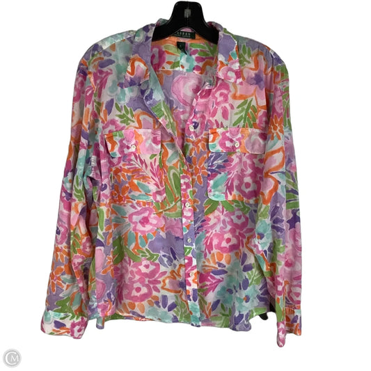 Top Long Sleeve By Lauren By Ralph Lauren In Multi-colored, Size: Xl
