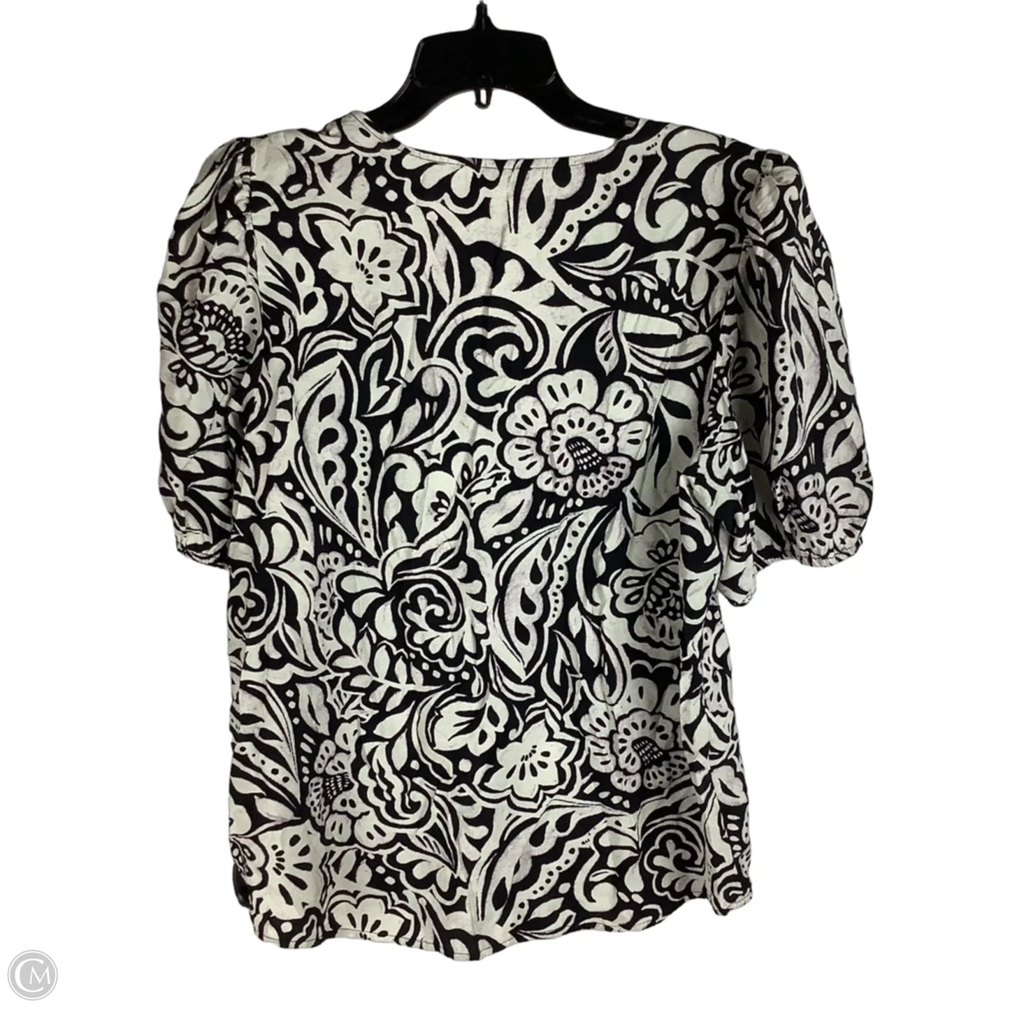 Top Short Sleeve By Cece In Black & White, Size: M