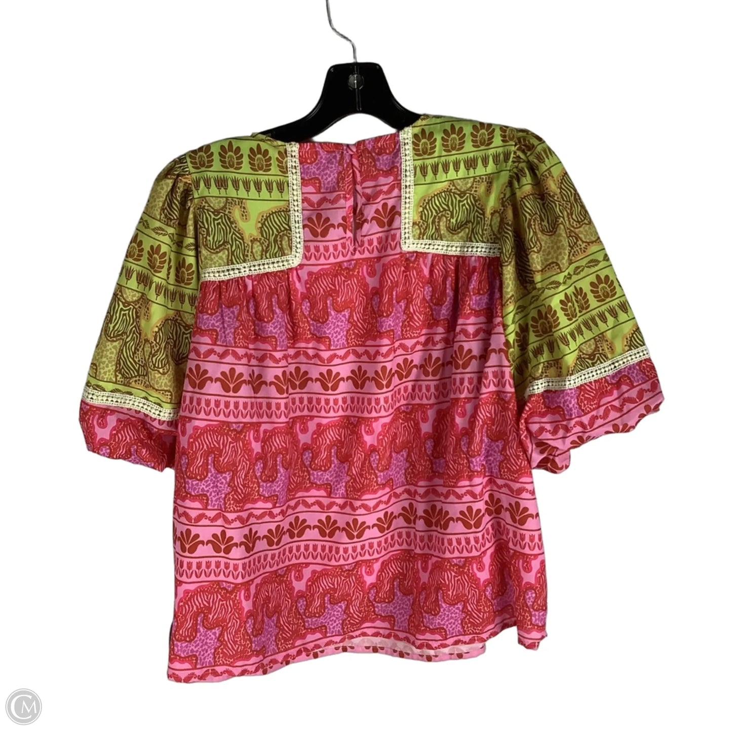 Top Short Sleeve By Thml In Green & Pink, Size: L