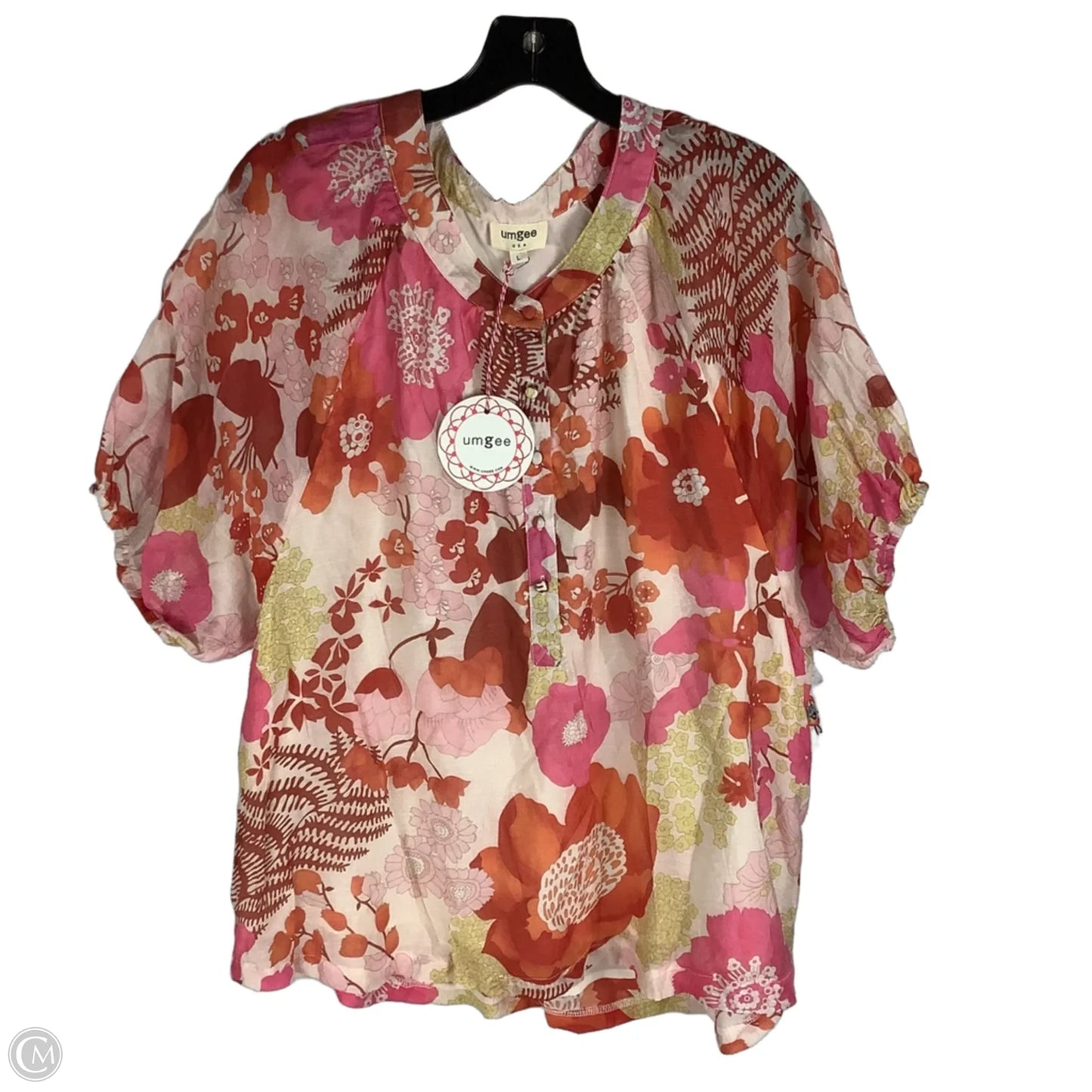 Top Short Sleeve By Umgee In Floral Print, Size: L