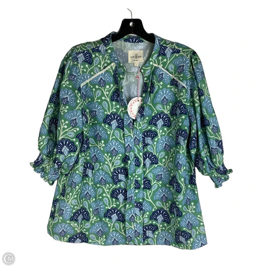 Top 3/4 Sleeve By Umgee In Blue & Green, Size: L
