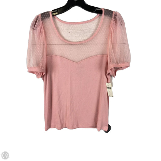 Top Short Sleeve By Anthropologie In Pink, Size: L
