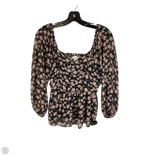 Top Long Sleeve By American Eagle In Floral Print, Size: M