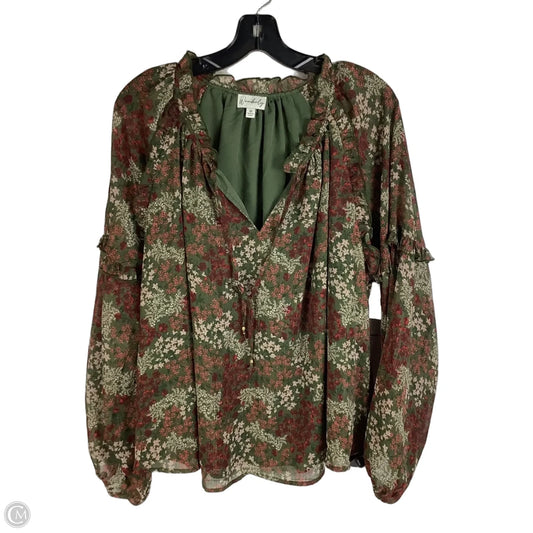 Top Long Sleeve By Wonderly In Green, Size: M