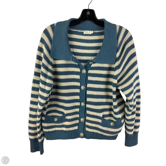 Sweater Cardigan Designer By Spartina In Striped Pattern, Size: L