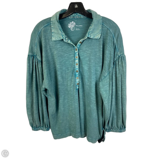 Top Long Sleeve By Pilcro In Teal, Size: S