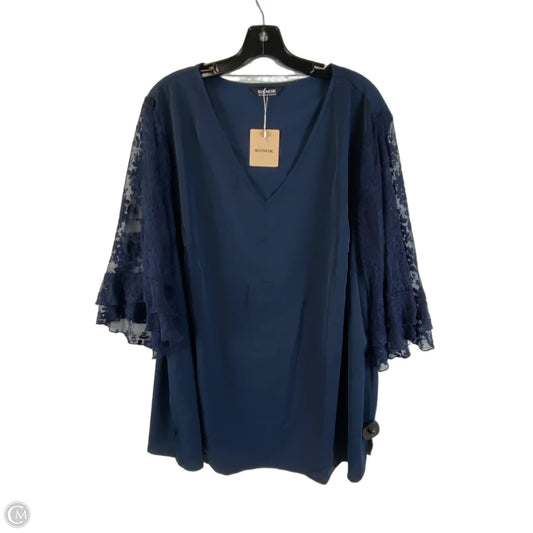 Top Long Sleeve By Bloomchic In Navy, Size: 3x