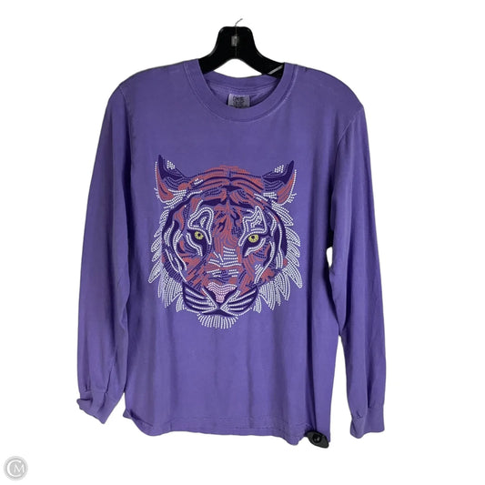 Top Long Sleeve By Comfort Colors In Purple, Size: S