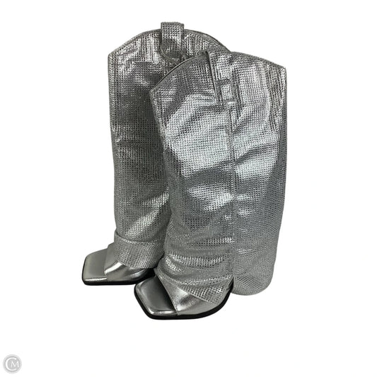 Boots Mid-calf Heels By Azalea Wang In Silver, Size: 6