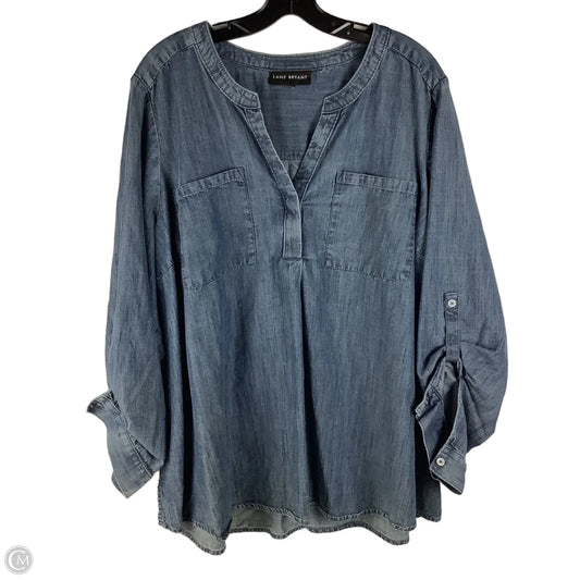 Top Long Sleeve 100% cotton By Lane Bryant In Blue Denim est.2X