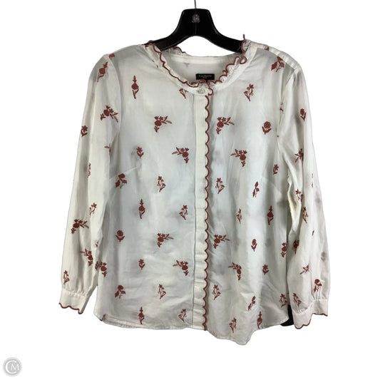 Top Long Sleeve By Talbots In Orange & White, Size: Mp