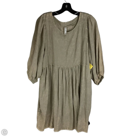 Dress Casual Short By Zenana In Green Tan, Size: L