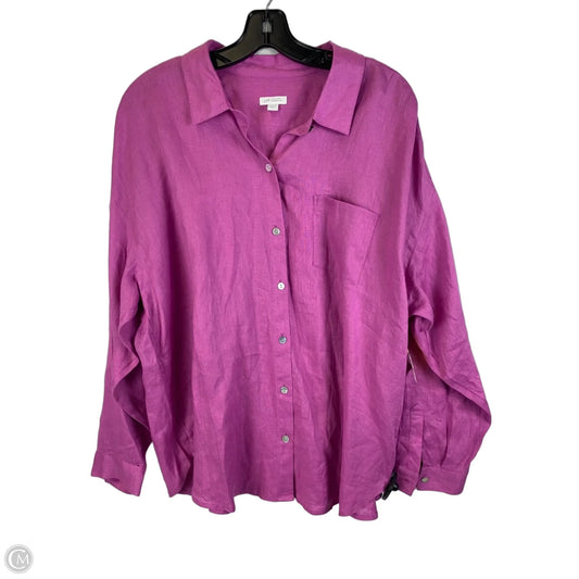 Top Long Sleeve By J. Jill In Purple, Size: Xl 100% linen