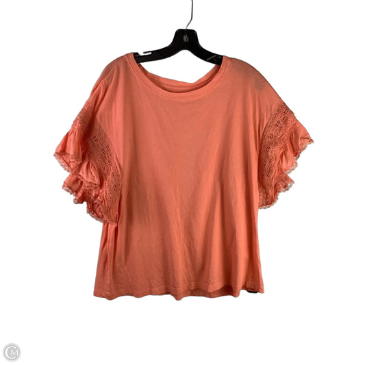 Top Short Sleeve By Loft In Coral, Size: Xl