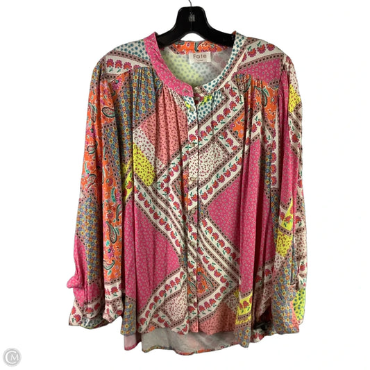 Blouse 3/4 Sleeve By Fate In Multi-colored, Size: L