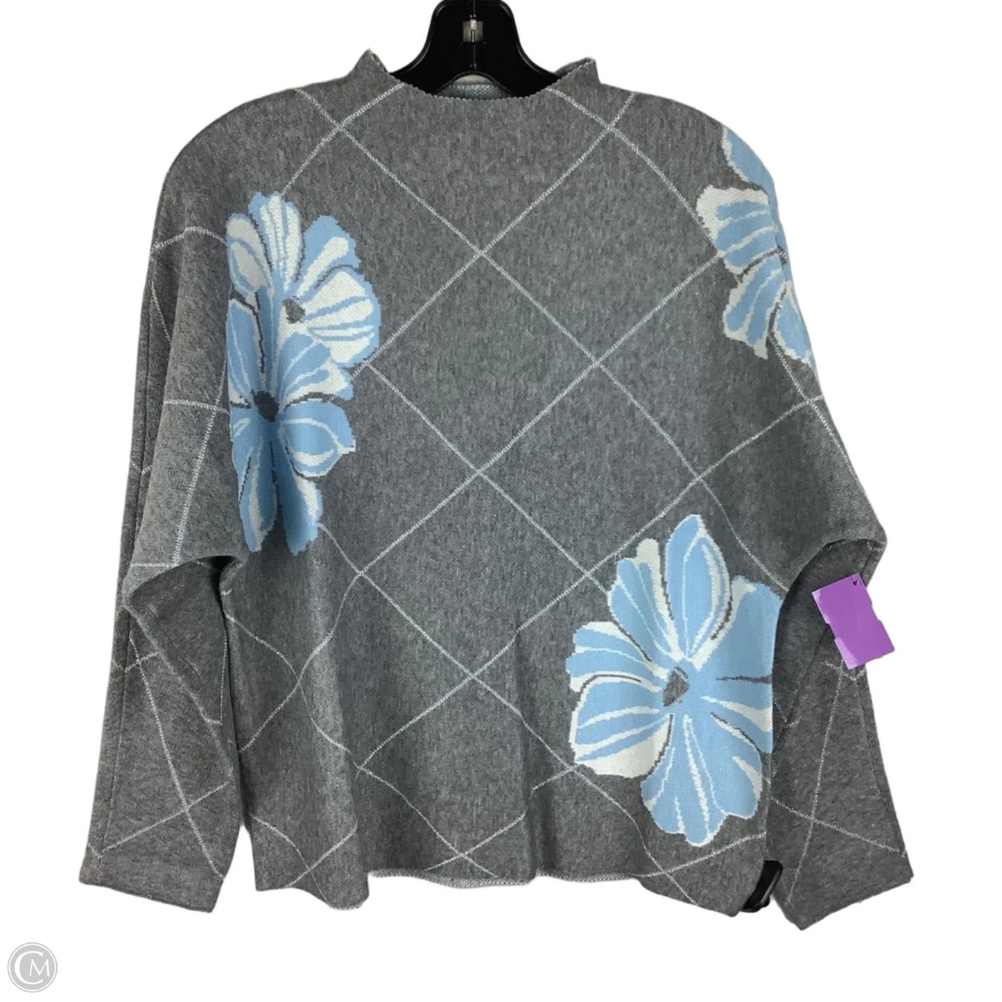 Sweater By Joseph A. In Blue & Grey, Size: L