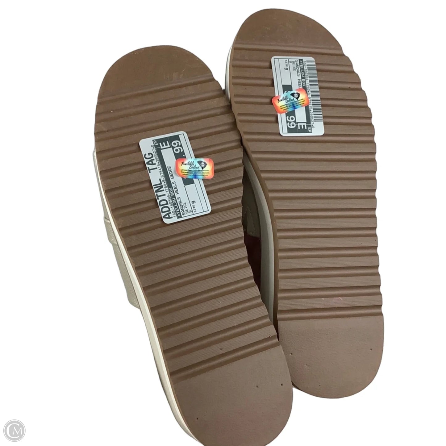 Sandals Heels Wedge By Yellow Box In Beige, Size: 9