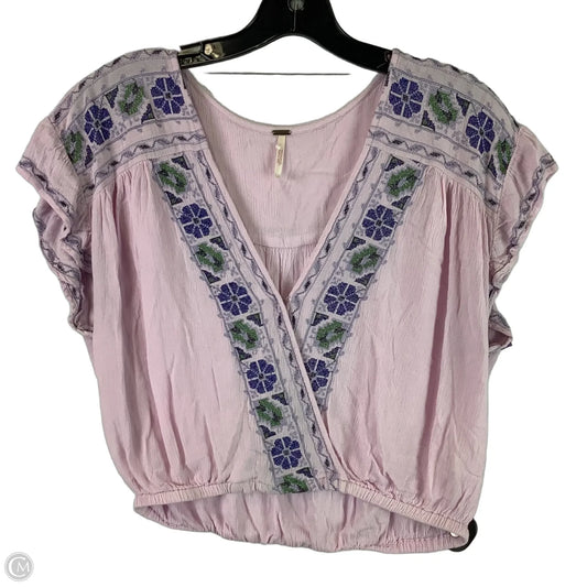 Top Short Sleeve By Free People In Green & Purple, Size: Xs