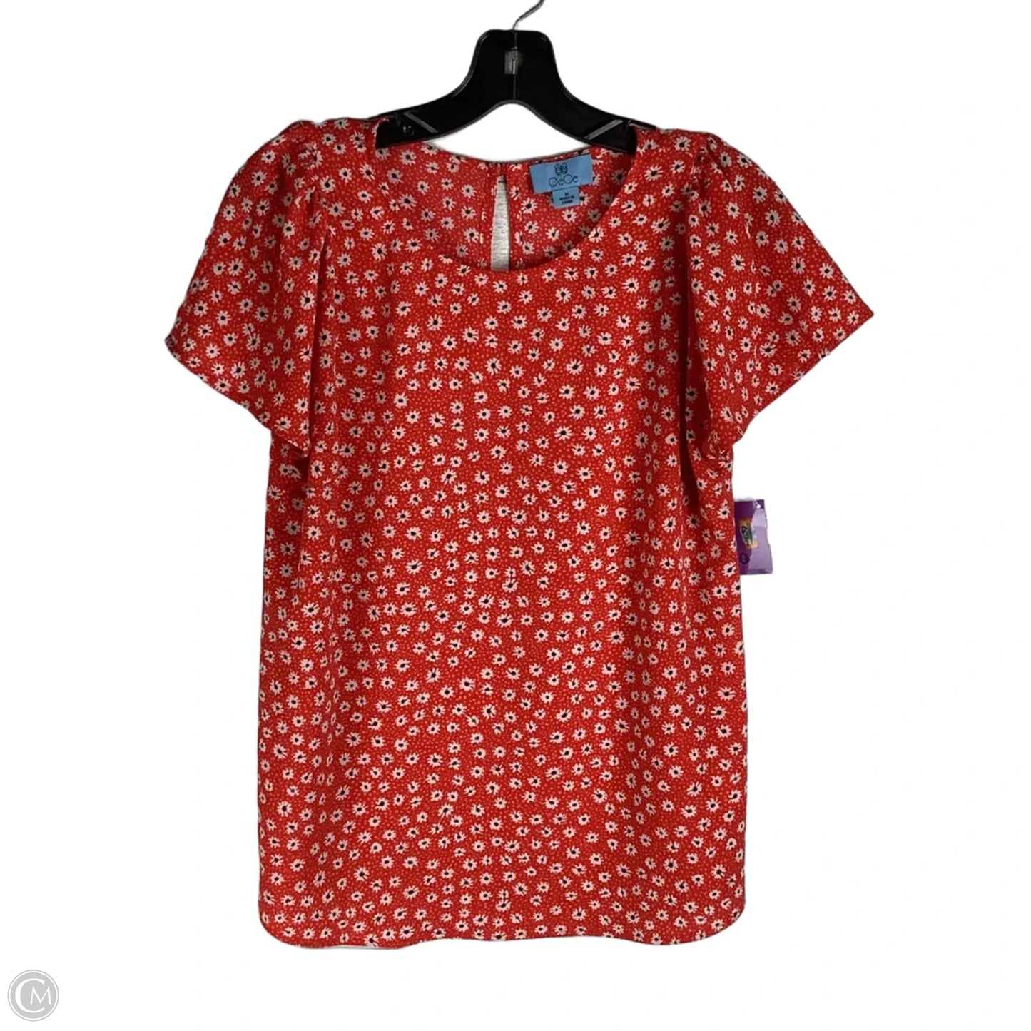 Top Short Sleeve By Cece In Floral Print, Size: M