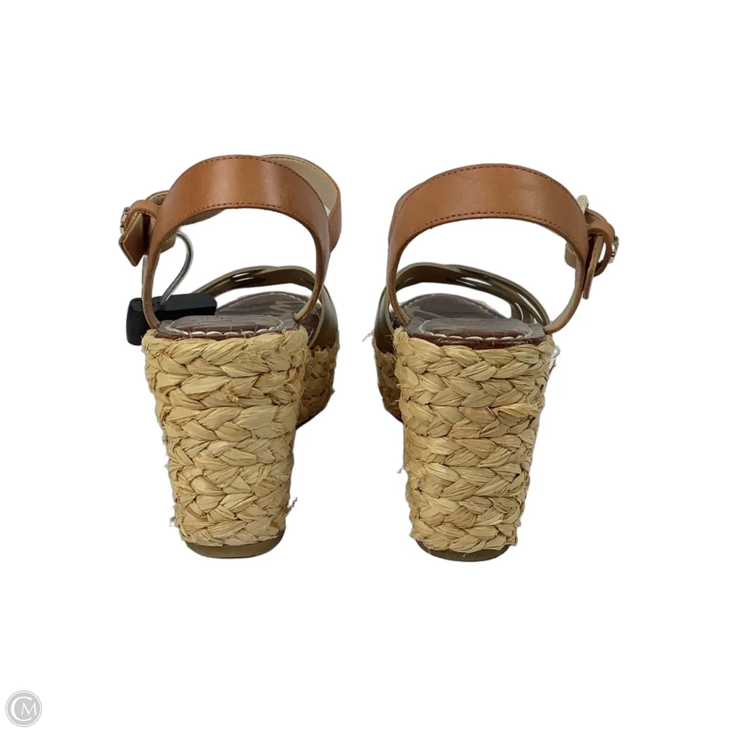 Sandals Heels Wedge By Sam Edelman In Gold & Tan, Size: 8.5