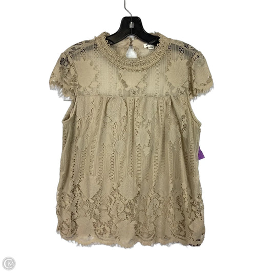 Top Short Sleeve By Ultra Pink In Beige, Size: M