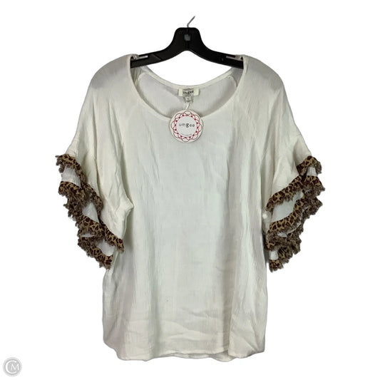 Top Short Sleeve By Umgee In Leopard Print, Size: L