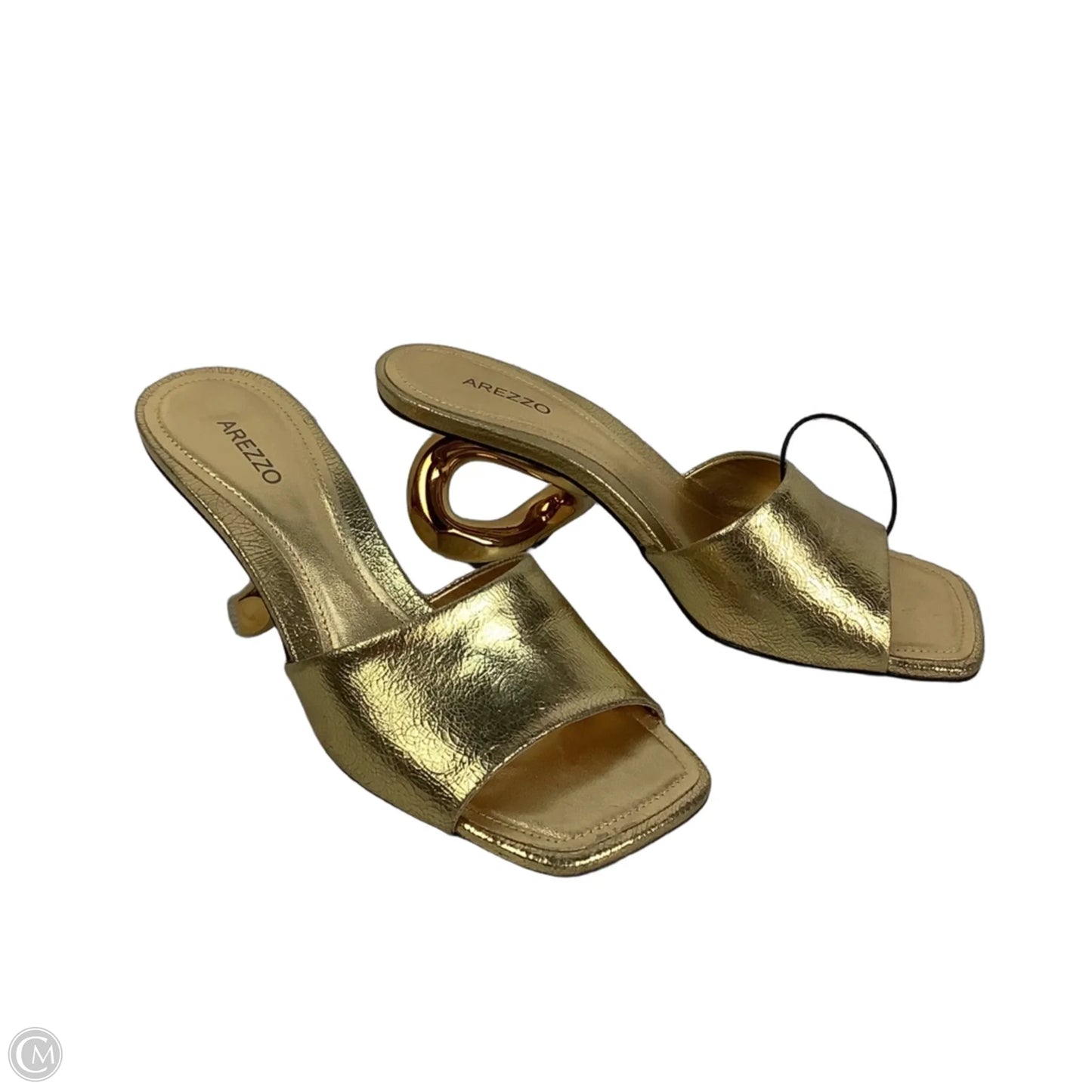 Sandals Heels Block By Cmc In Gold, Size: 8
