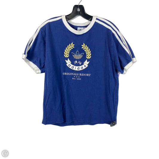 Top Short Sleeve By Adidas In Blue & White, Size: L