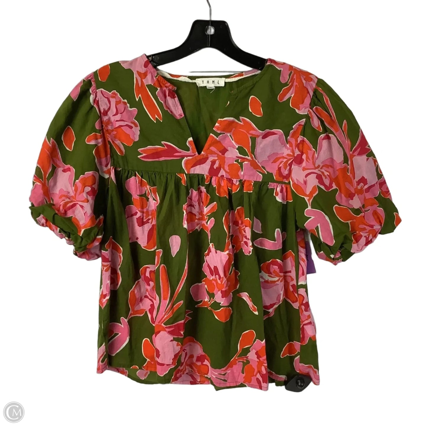 Top Short Sleeve By Thml In Green & Pink, Size: S