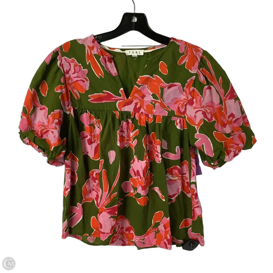 Top Short Sleeve By Thml In Green & Pink, Size: S